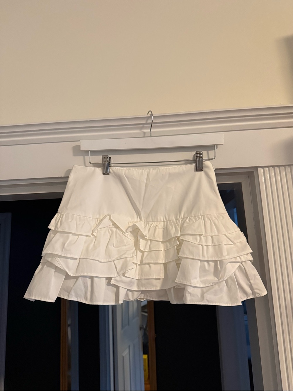 Zara White Tiered Ruffle Mini Skort XS NWOT Bridal Bachelorette